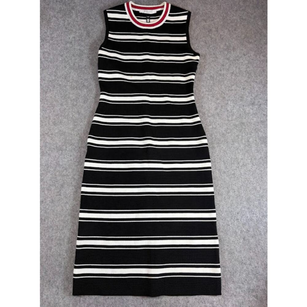 Givenchy Striped Knit Midi Dress Women Medium Fitted Stretch Designer Minimalist